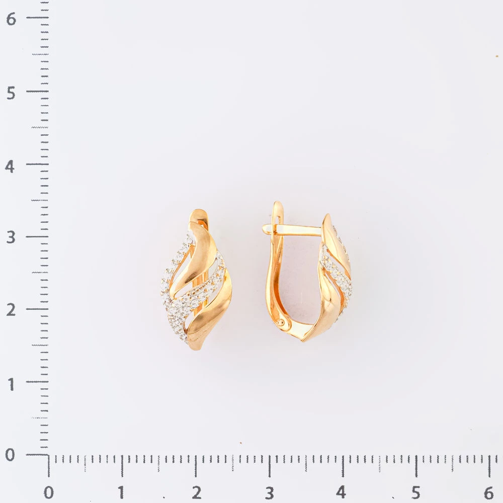 Серьги с фианитом из красного золота 585 пробы 2