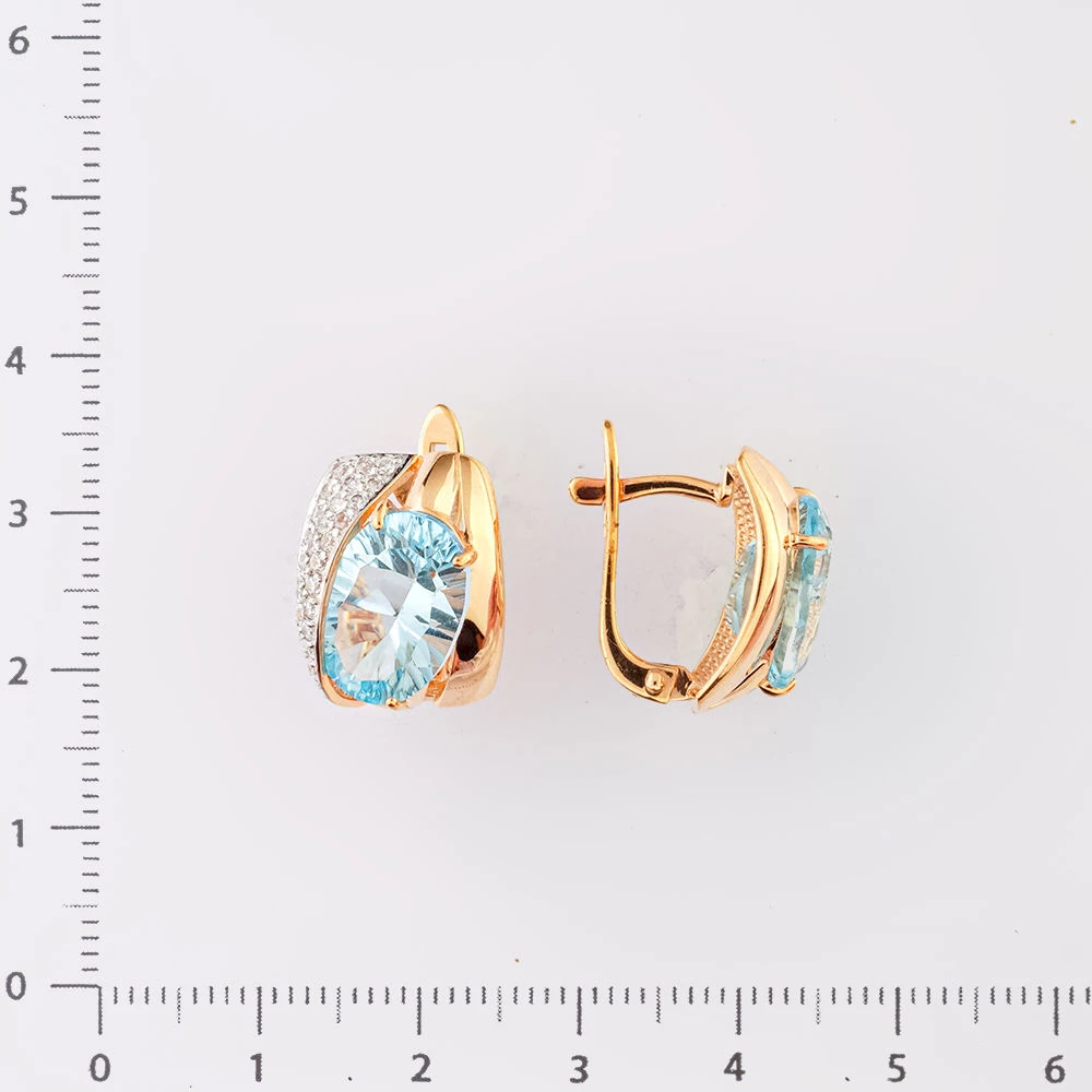 Серьги с топазом из красного золота 585 пробы 2