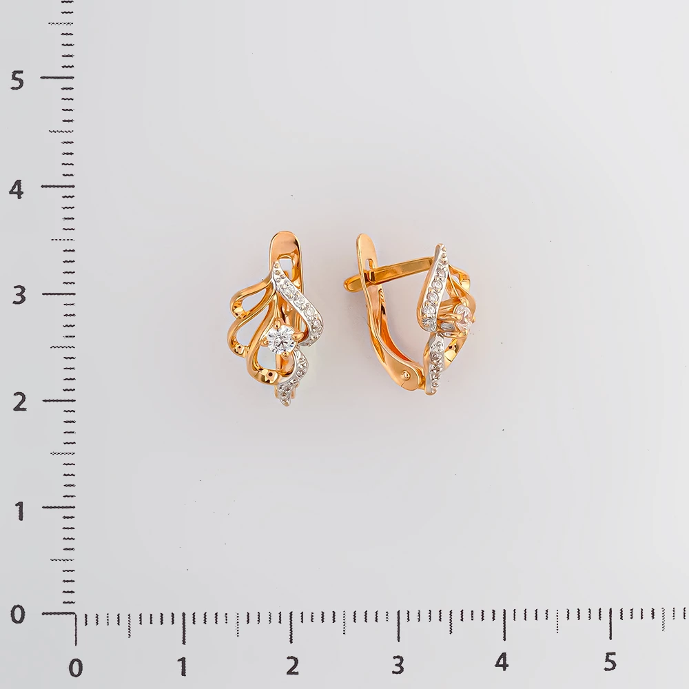 Серьги с фианитом из красного золота 585 пробы 2