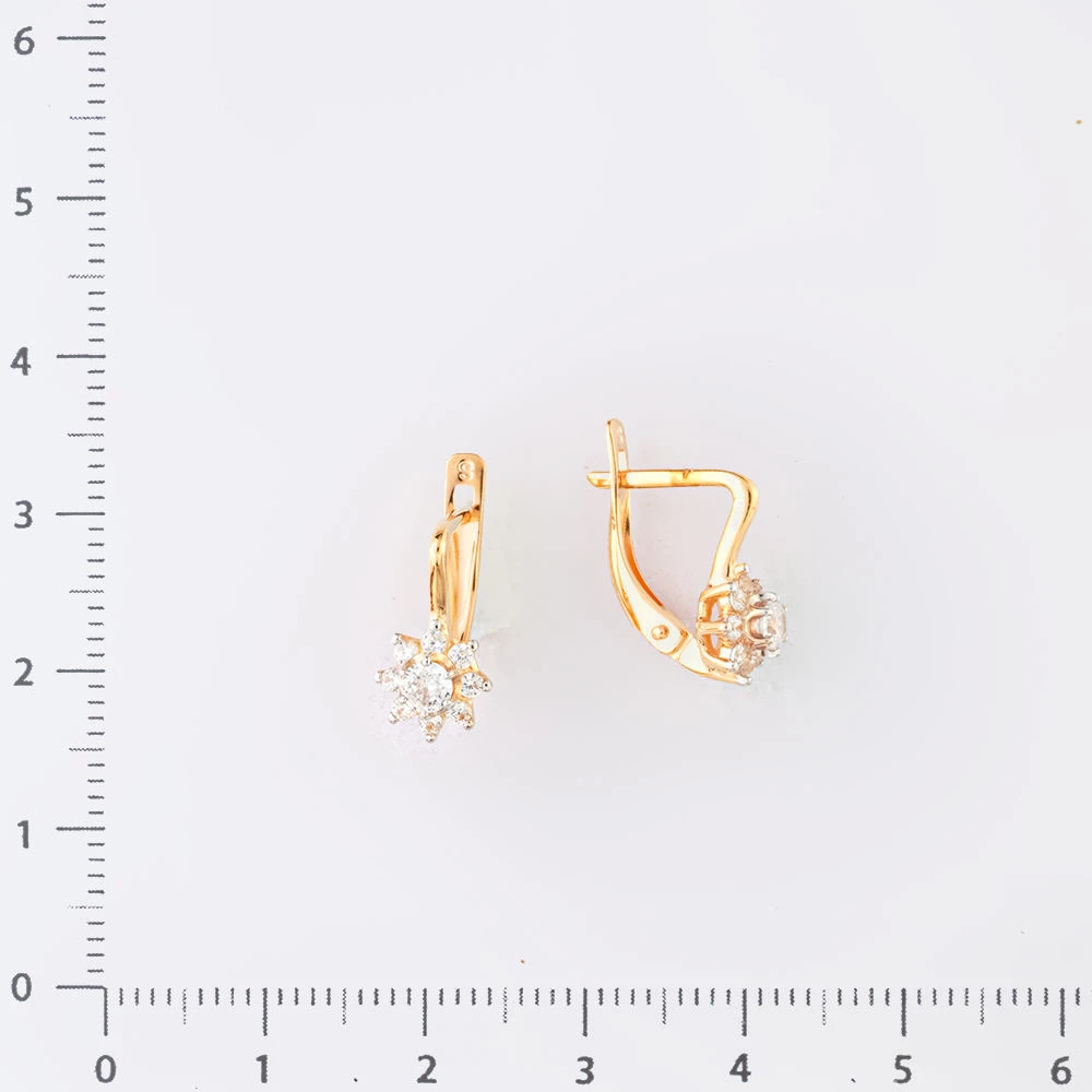 Серьги с фианитом из красного золота 585 пробы 2