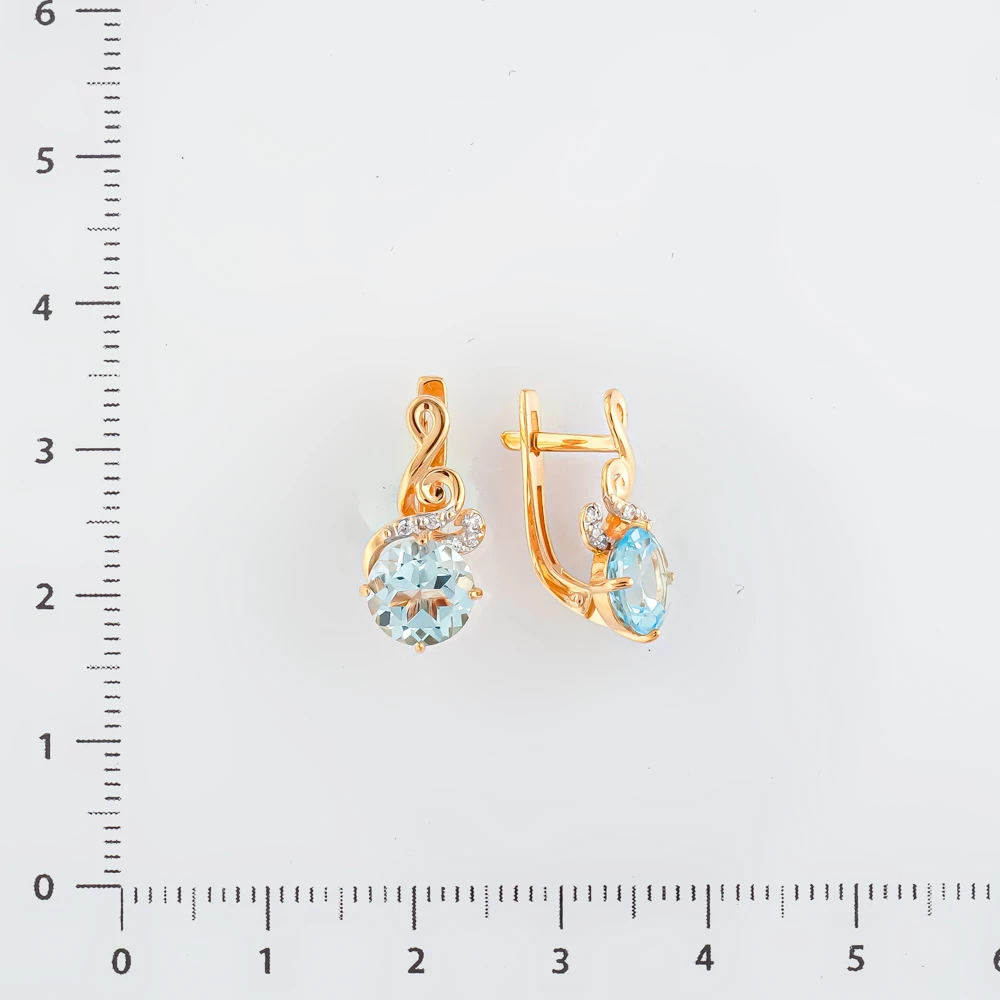 Серьги с топазом из красного золота 585 пробы 2