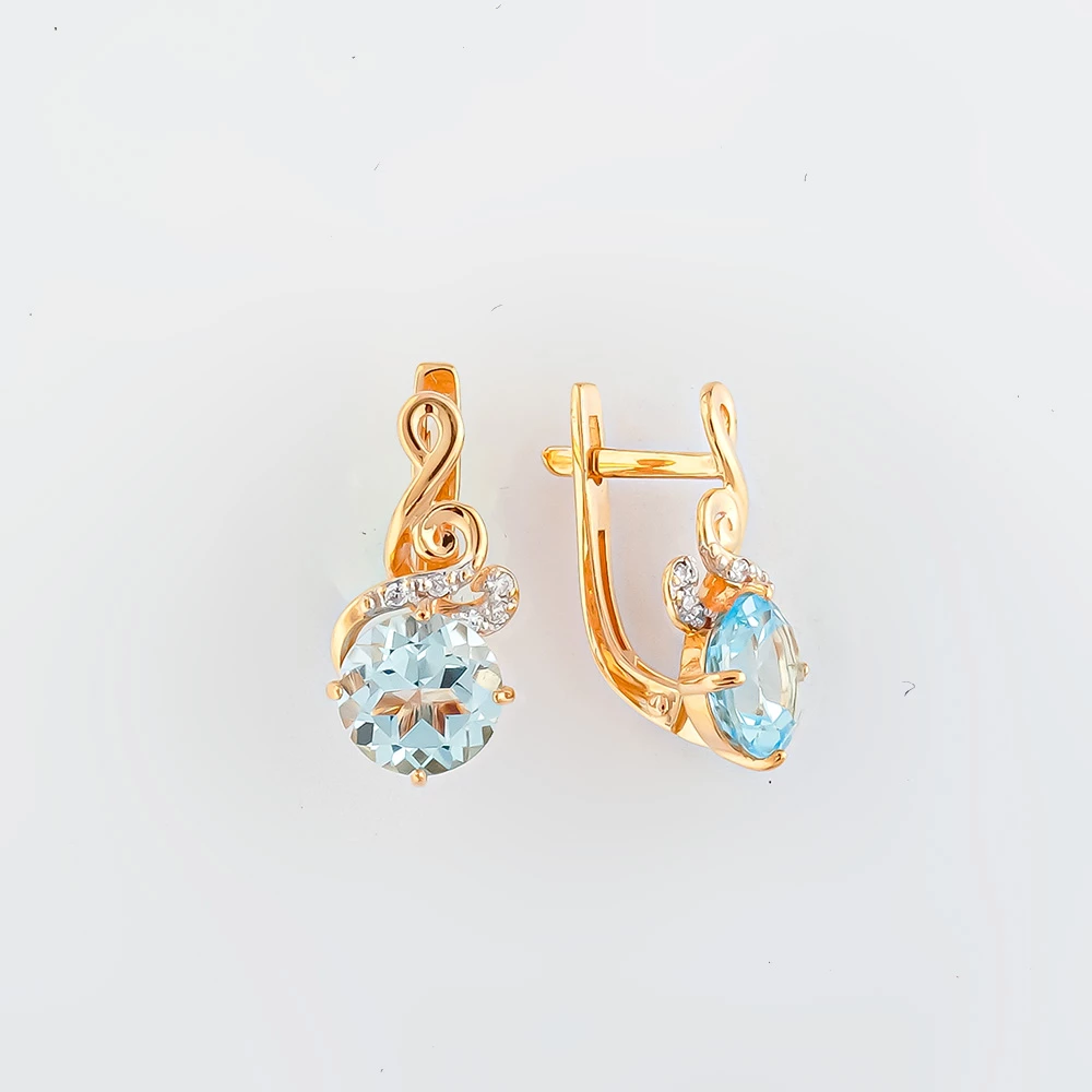 Серьги с топазом из красного золота 585 пробы 1