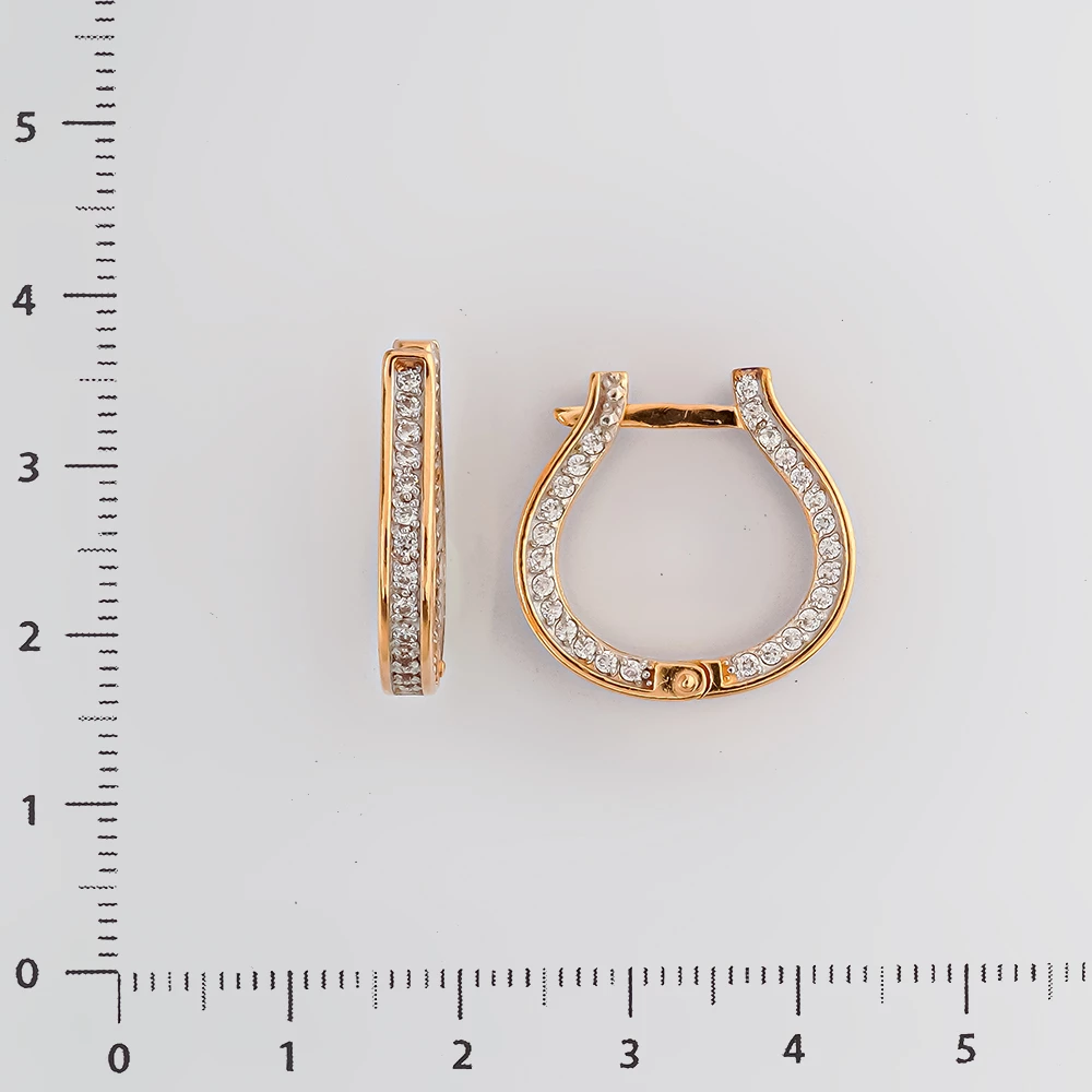 Серьги с фианитом из красного золота 585 пробы 2