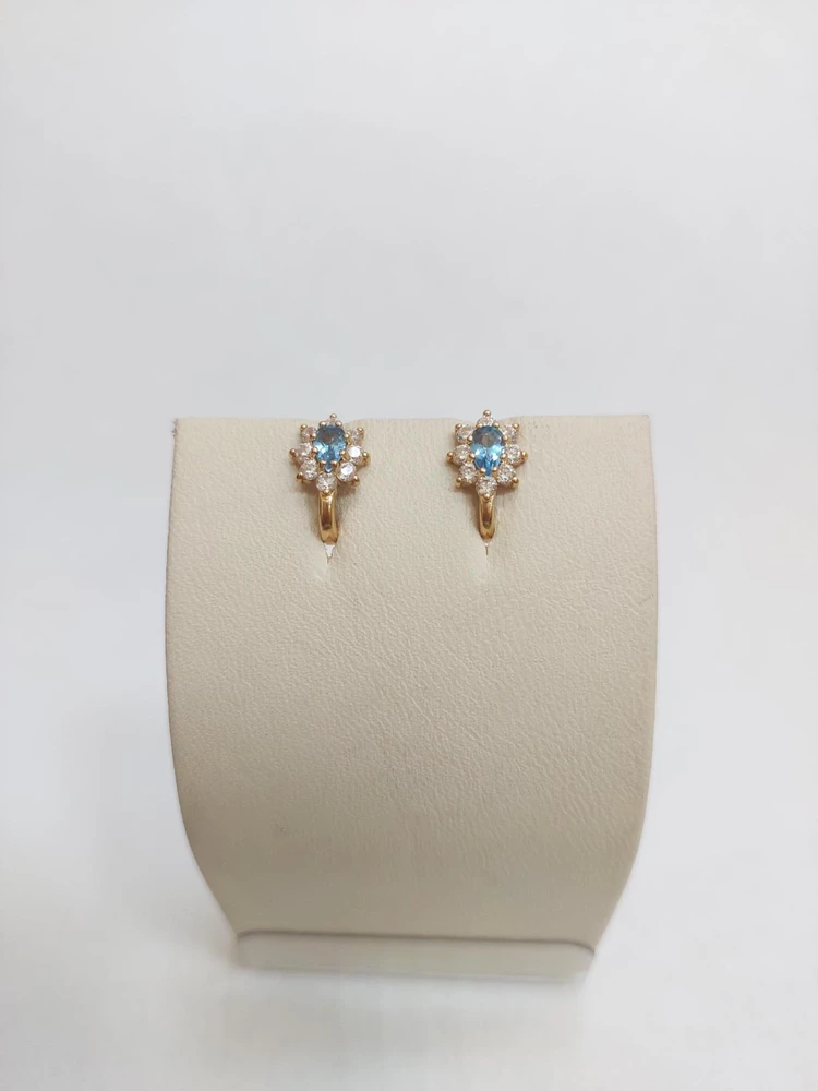 Серьги с топазом из красного золота 585 пробы 1