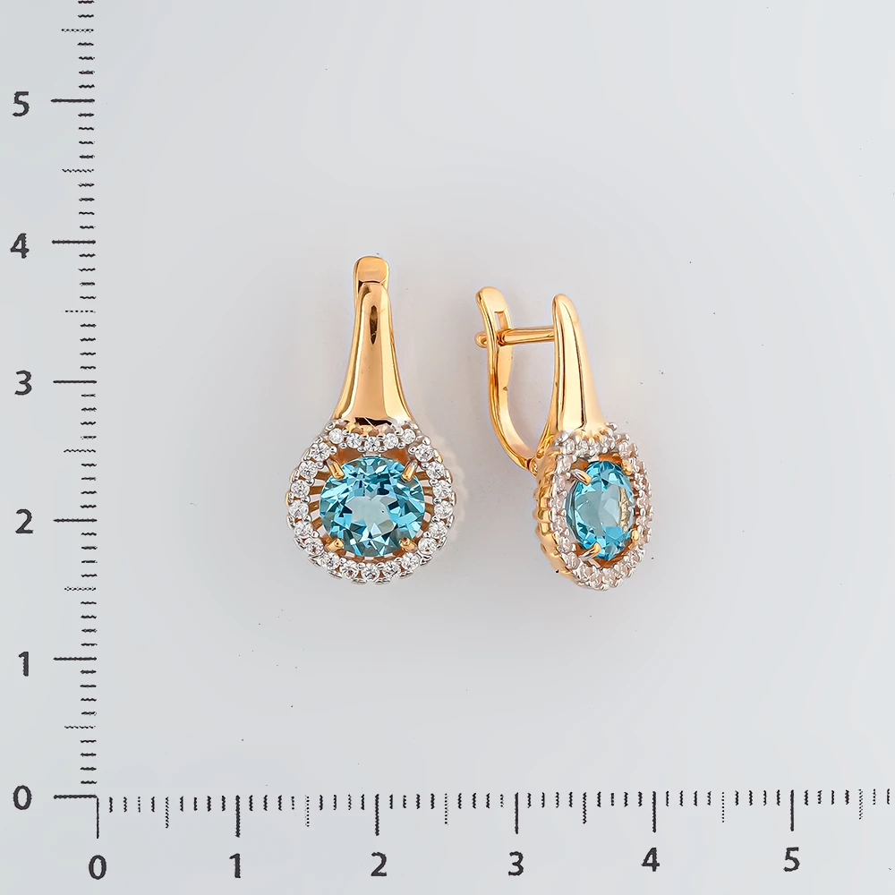 Серьги с топазом из красного золота 585 пробы 2