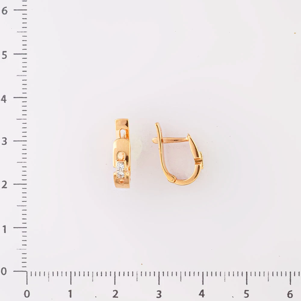 Серьги с фианитом из красного золота 585 пробы 2