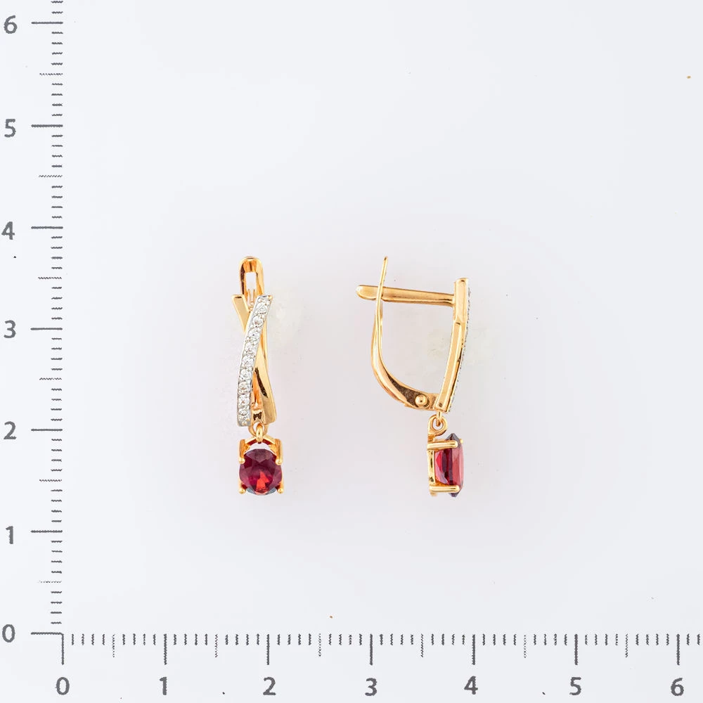 Серьги с гранатом из красного золота 585 пробы 2