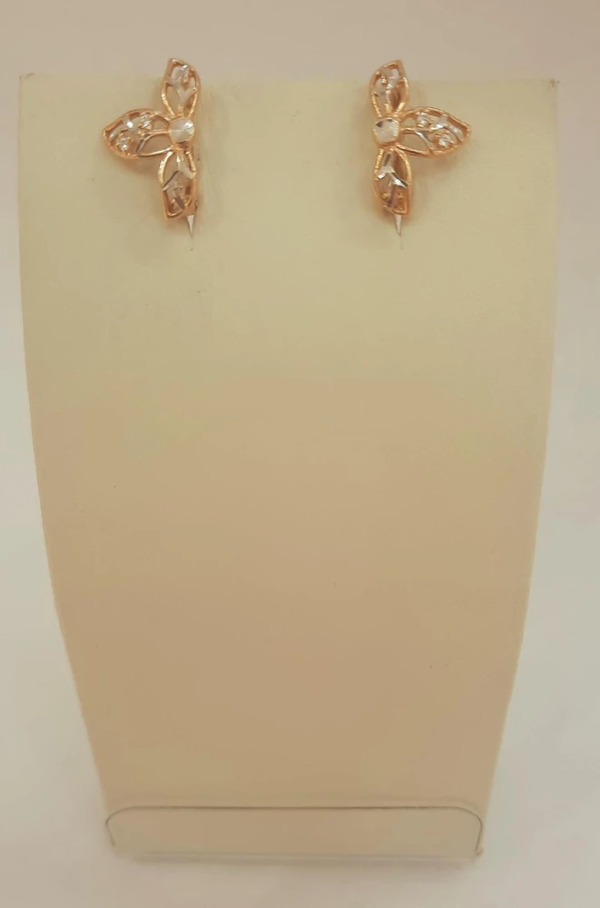 Серьги с фианитом из красного золота 585 пробы 1