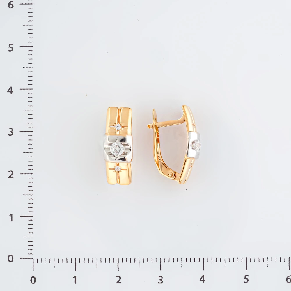Серьги с фианитом из красного золота 585 пробы 2