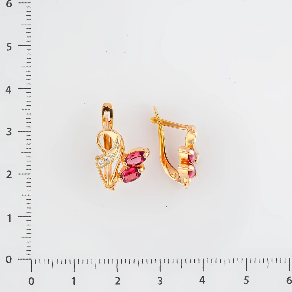 Серьги с фианитом из красного золота 585 пробы 2