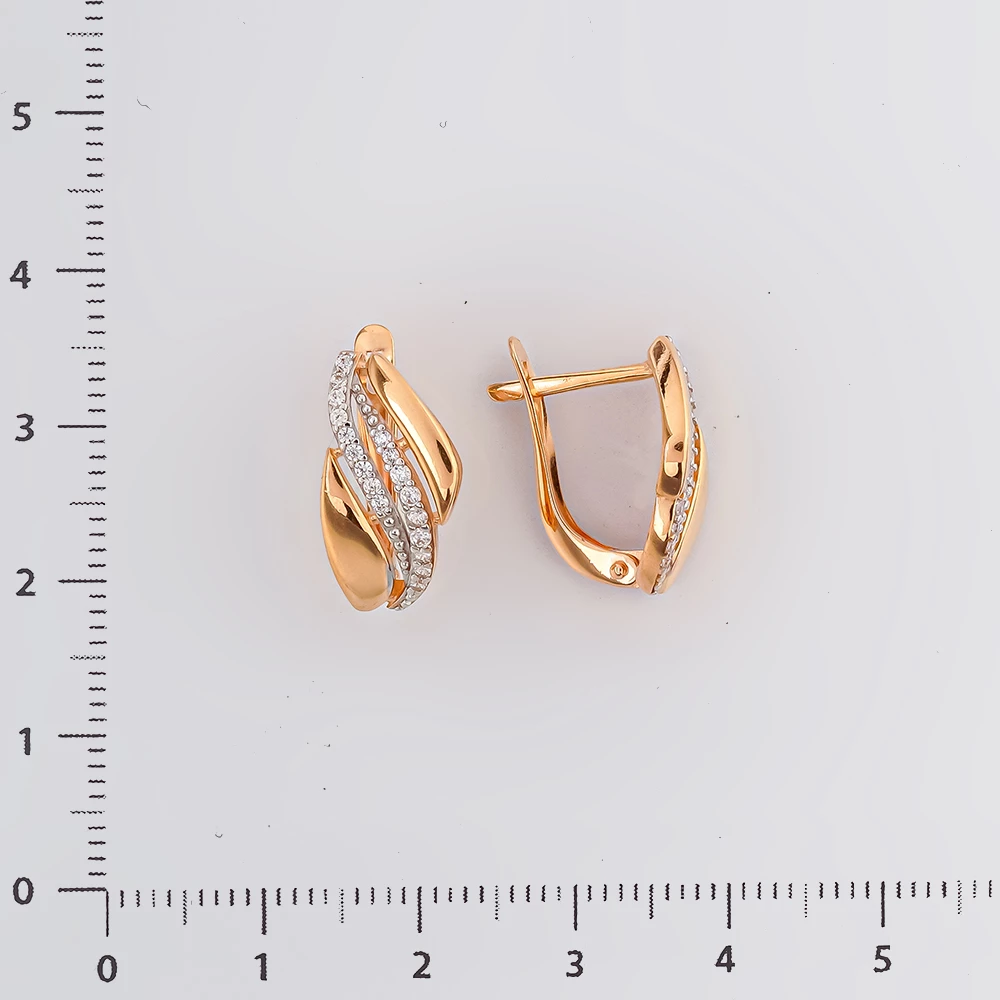 Серьги с фианитом из красного золота 585 пробы 2