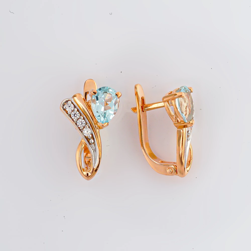 Серьги с топазом из красного золота 585 пробы 1