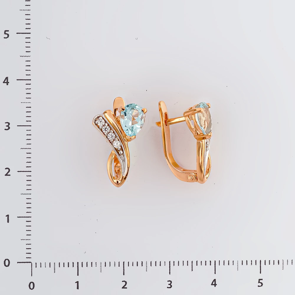 Серьги с топазом из красного золота 585 пробы 2