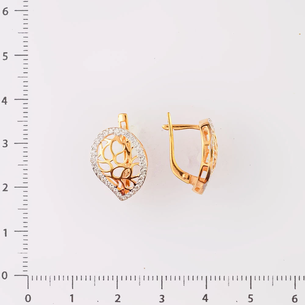 Серьги с фианитом из красного золота 585 пробы 2