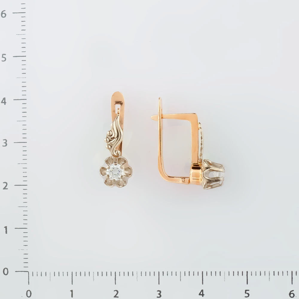 Серьги с фианитом из красного золота 583 пробы 2
