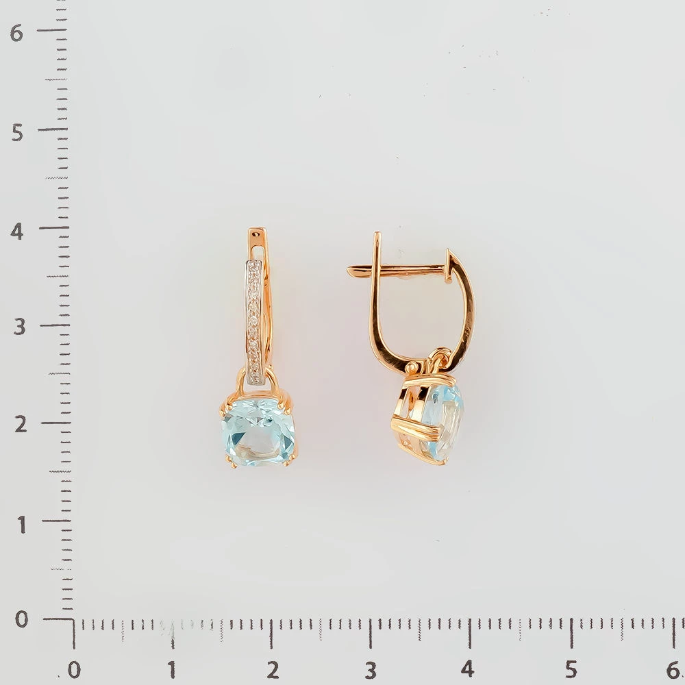 Серьги с топазом из красного золота 585 пробы 2