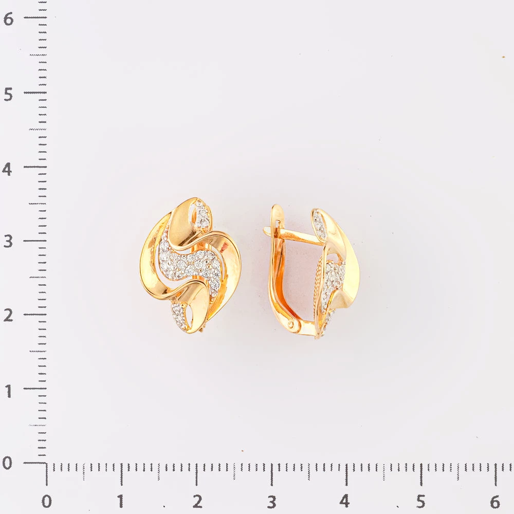 Серьги с фианитом из красного золота 585 пробы 2