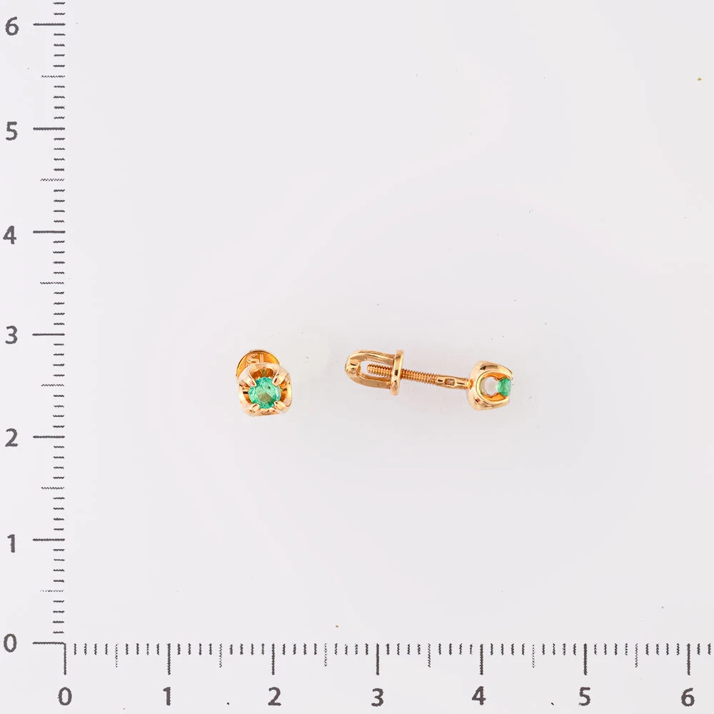 Серьги с изумрудом из красного золота 585 пробы 2