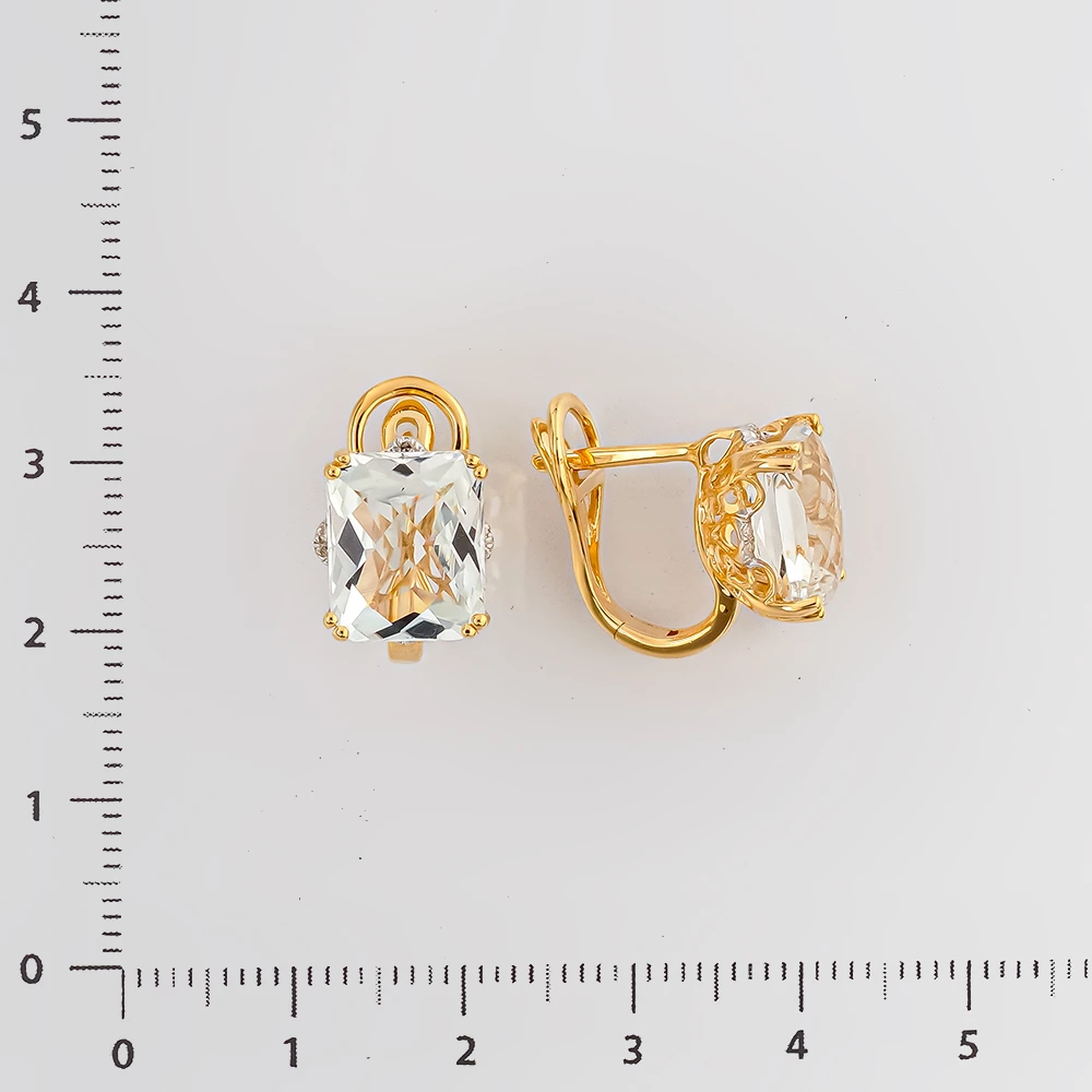 Серьги с топазом из желтого золота 585 пробы 2