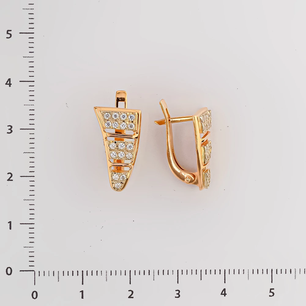 Серьги с фианитом из красного золота 585 пробы 2