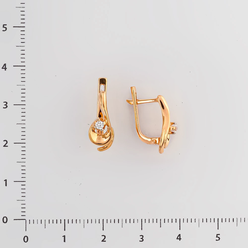 Серьги с фианитом из красного золота 585 пробы 2
