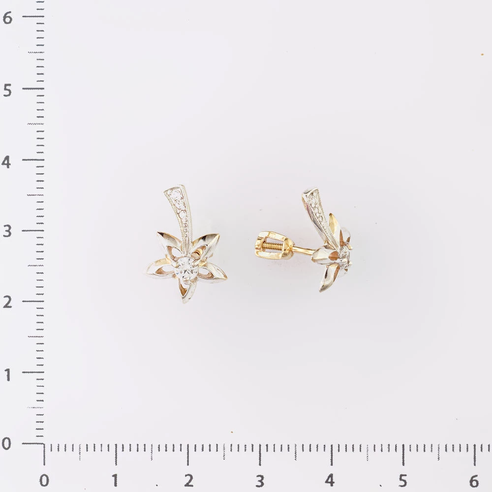 Серьги с фианитом из белого золота 585 пробы 2