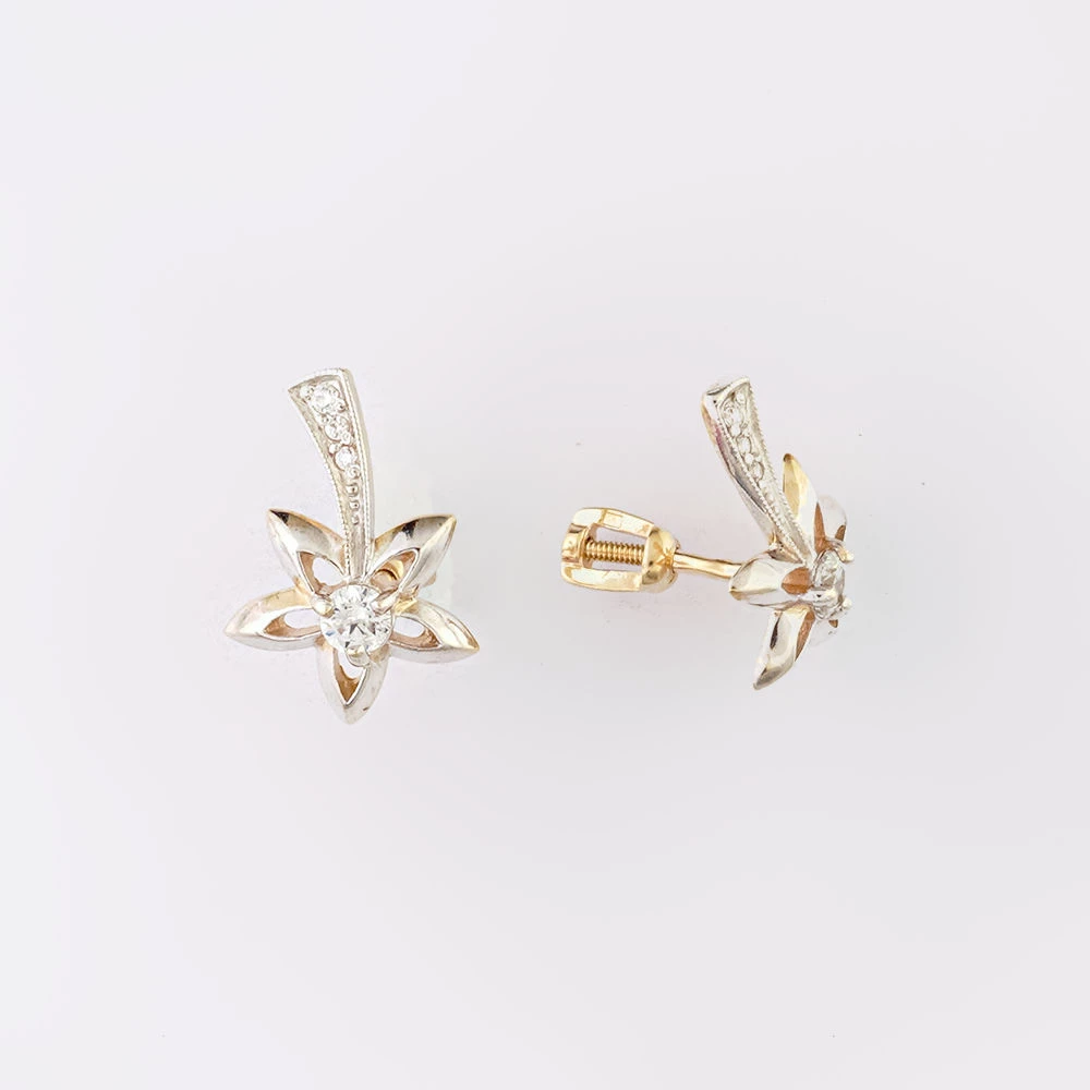 Серьги с фианитом из белого золота 585 пробы 1