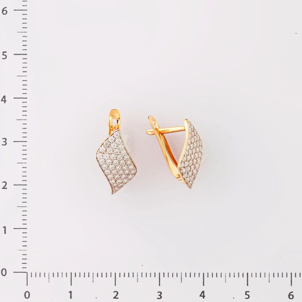 Серьги с фианитом из красного золота 585 пробы 2
