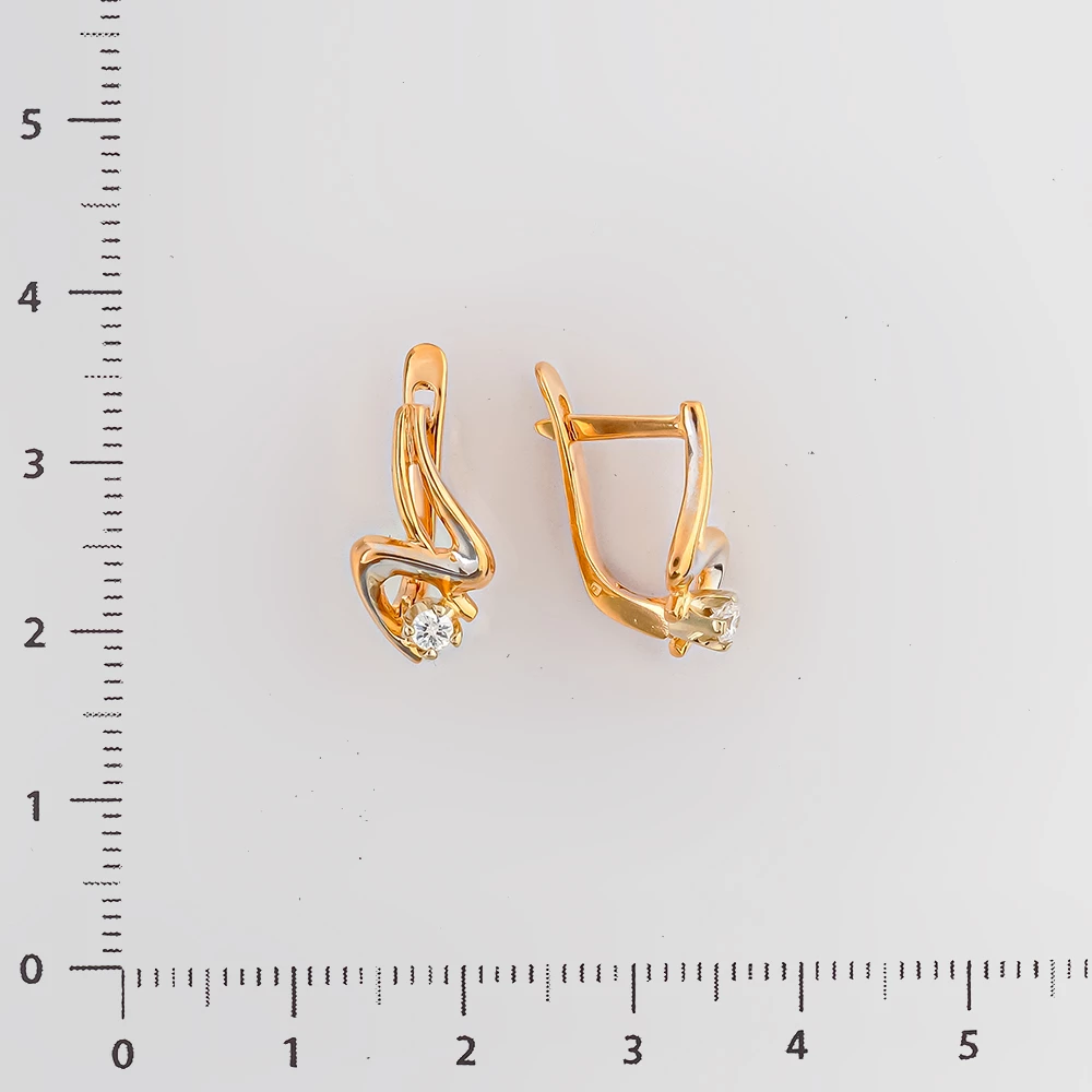 Серьги с фианитом из красного золота 585 пробы 2
