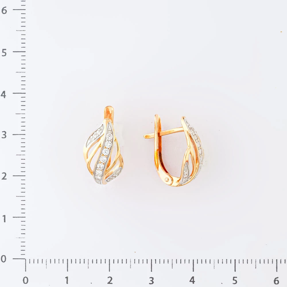 Серьги с фианитом из красного золота 585 пробы 2