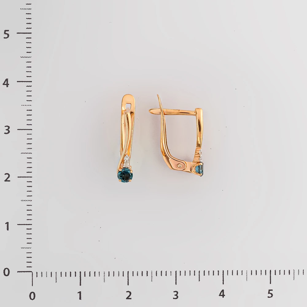 Серьги с топазом из красного золота 585 пробы 2