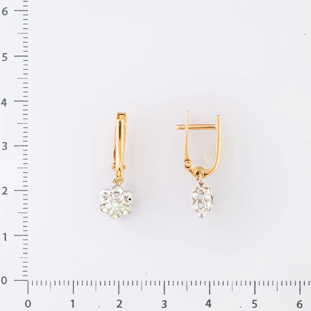 Серьги с бриллиантом из красного золота 585 пробы 2