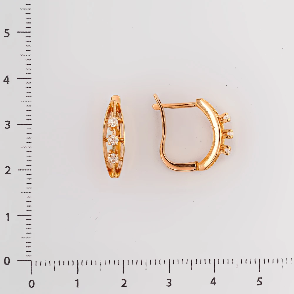 Серьги с фианитом из красного золота 583 пробы 2