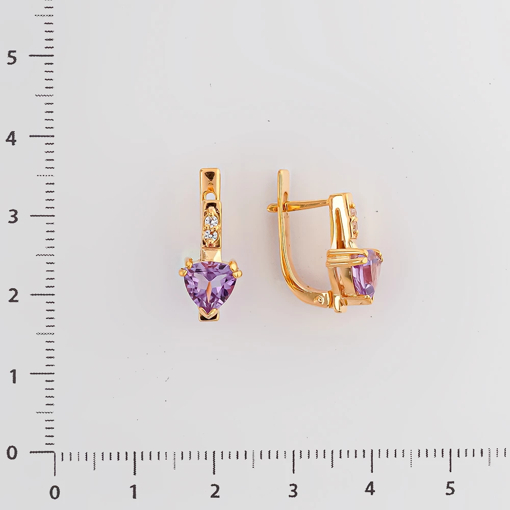 Серьги с аметистом из красного золота 585 пробы 2