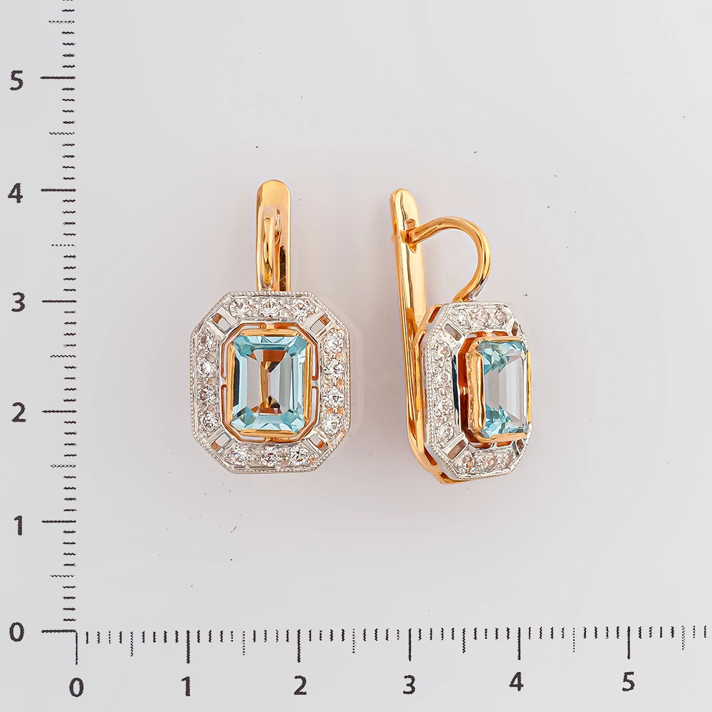 Серьги с топазом из красного золота 585 пробы 2