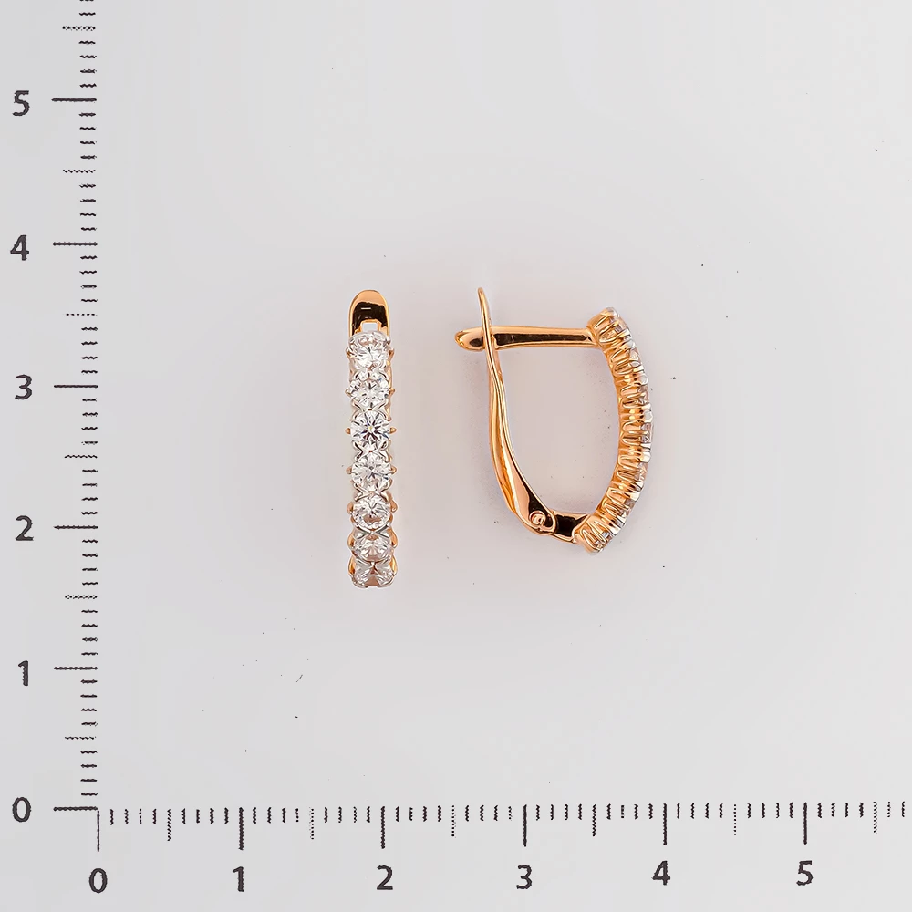 Серьги с фианитом из красного золота 585 пробы 2