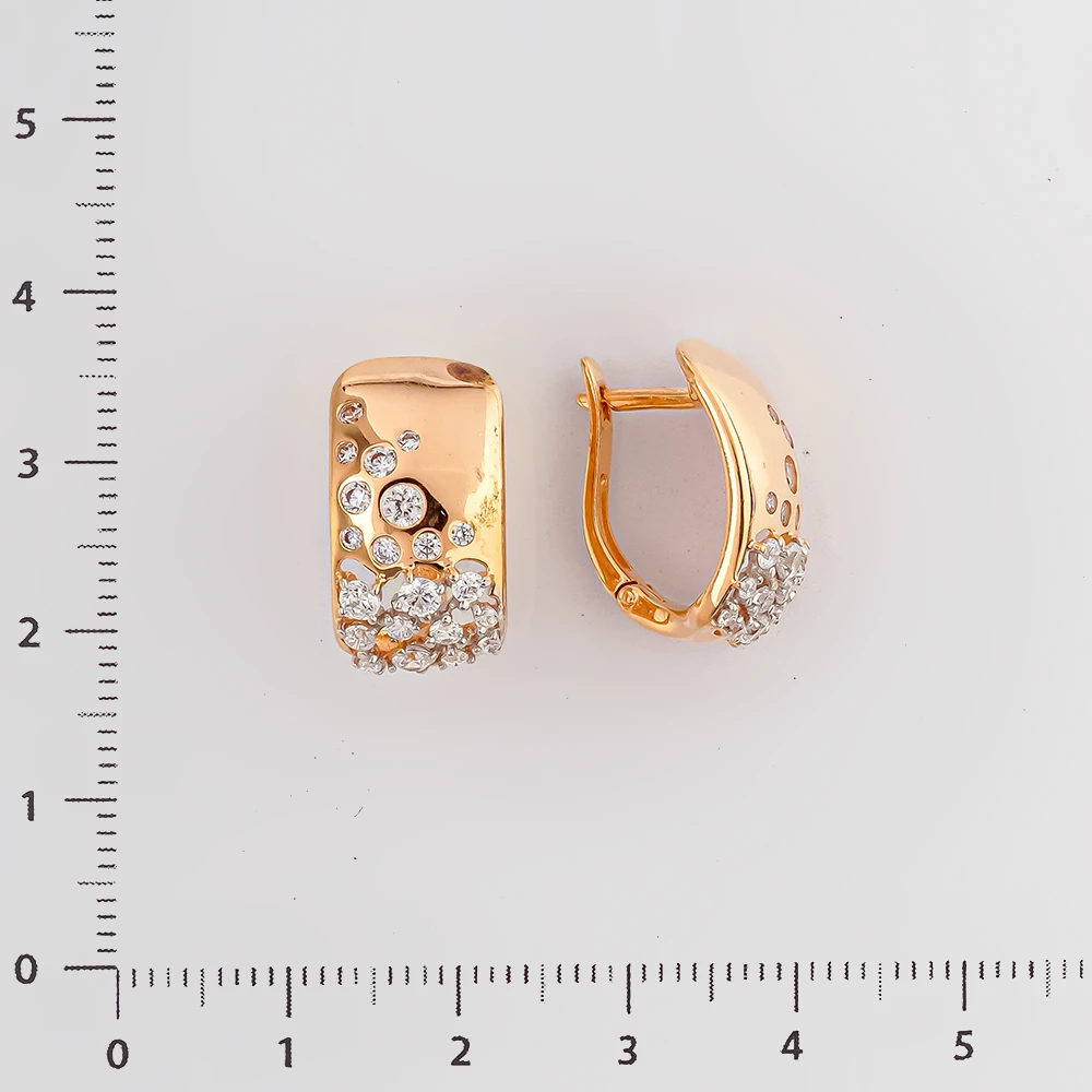 Серьги с фианитом из красного золота 585 пробы 2