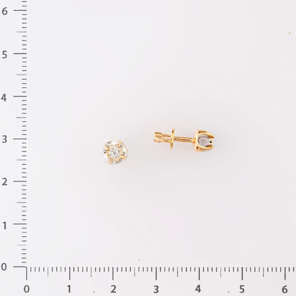 Серьги с бриллиантом из красного золота 585 пробы 2