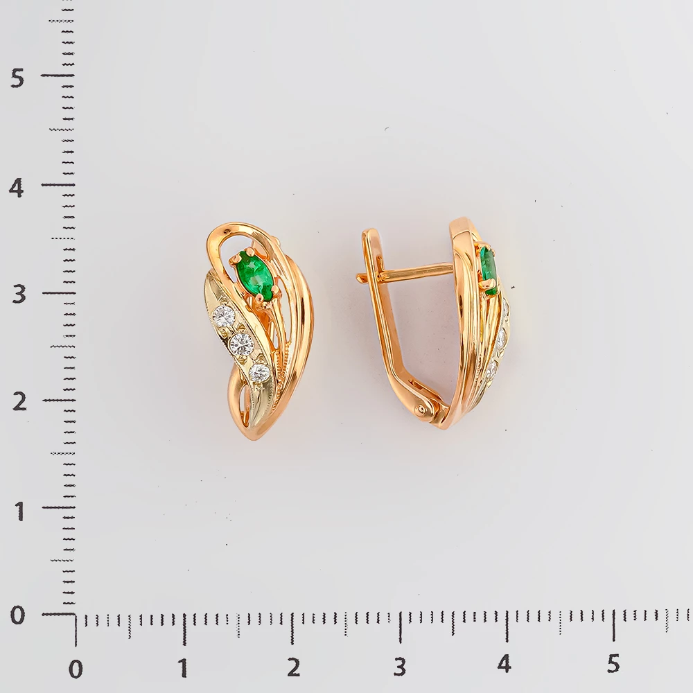 Серьги с изумрудом из красного золота 585 пробы 2