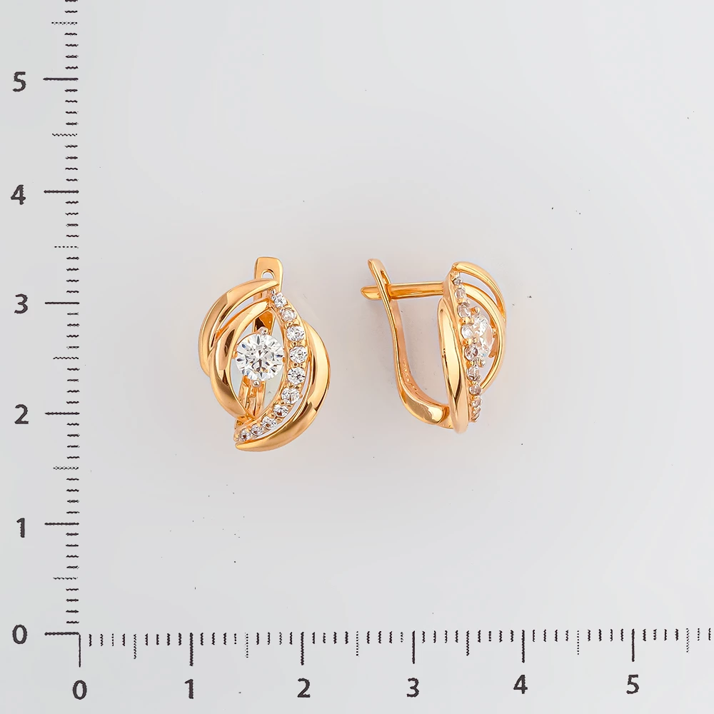 Серьги с фианитом из красного золота 585 пробы 2