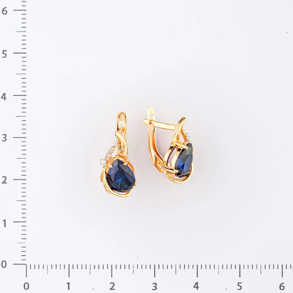 Серьги с ситаллом из красного золота 585 пробы 2