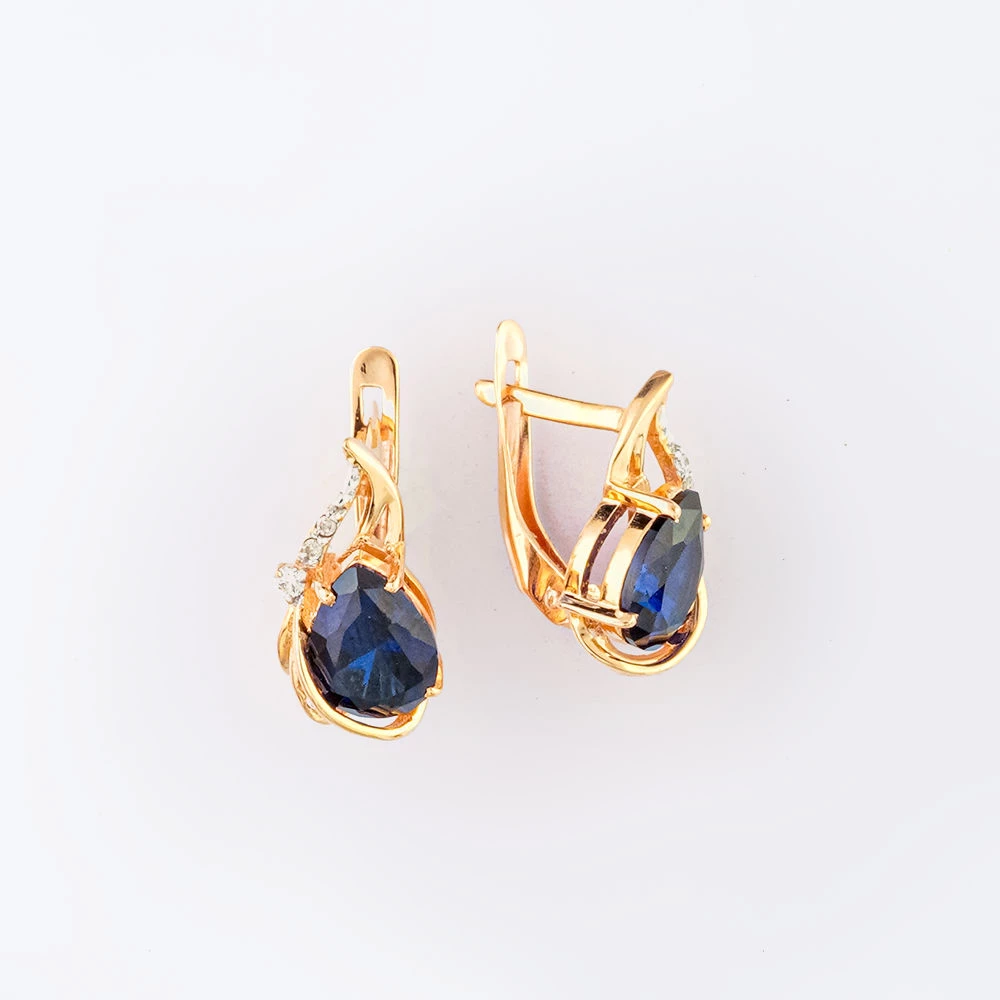 Серьги с ситаллом из красного золота 585 пробы 1