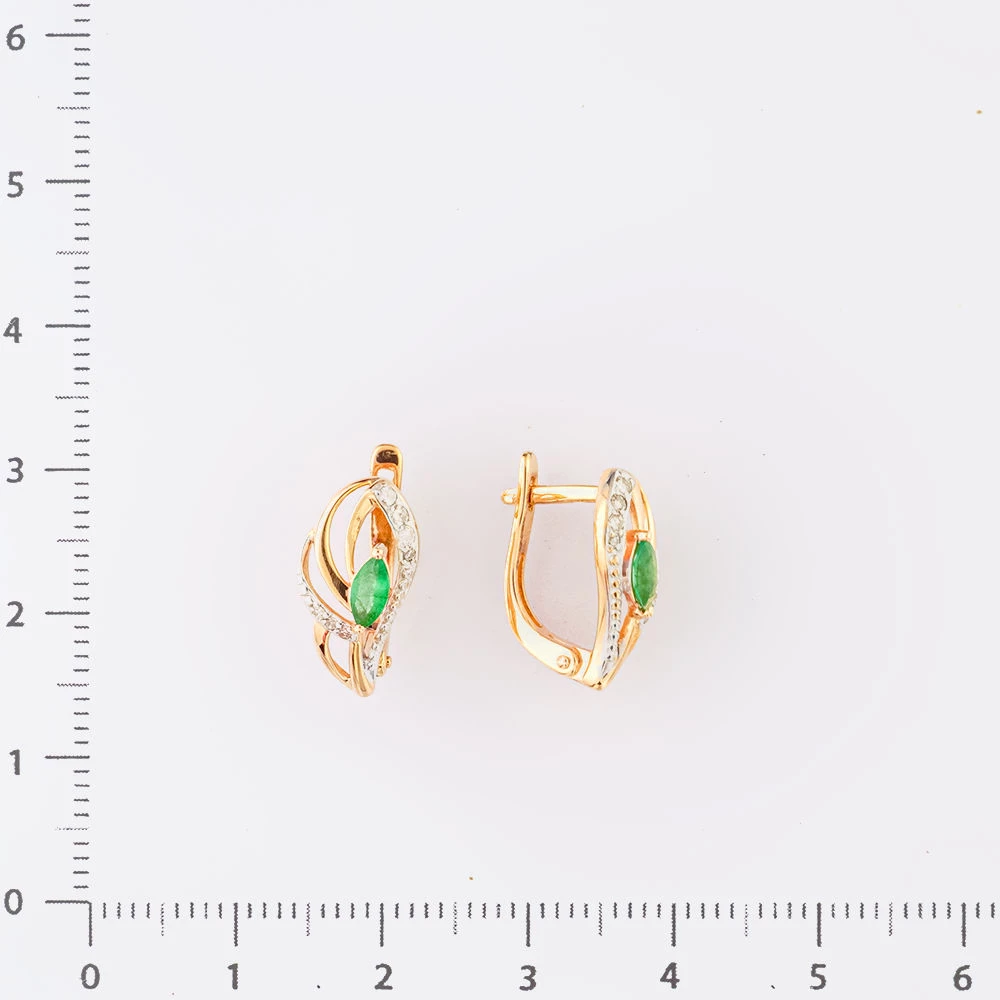 Серьги с изумрудом из красного золота 585 пробы 2