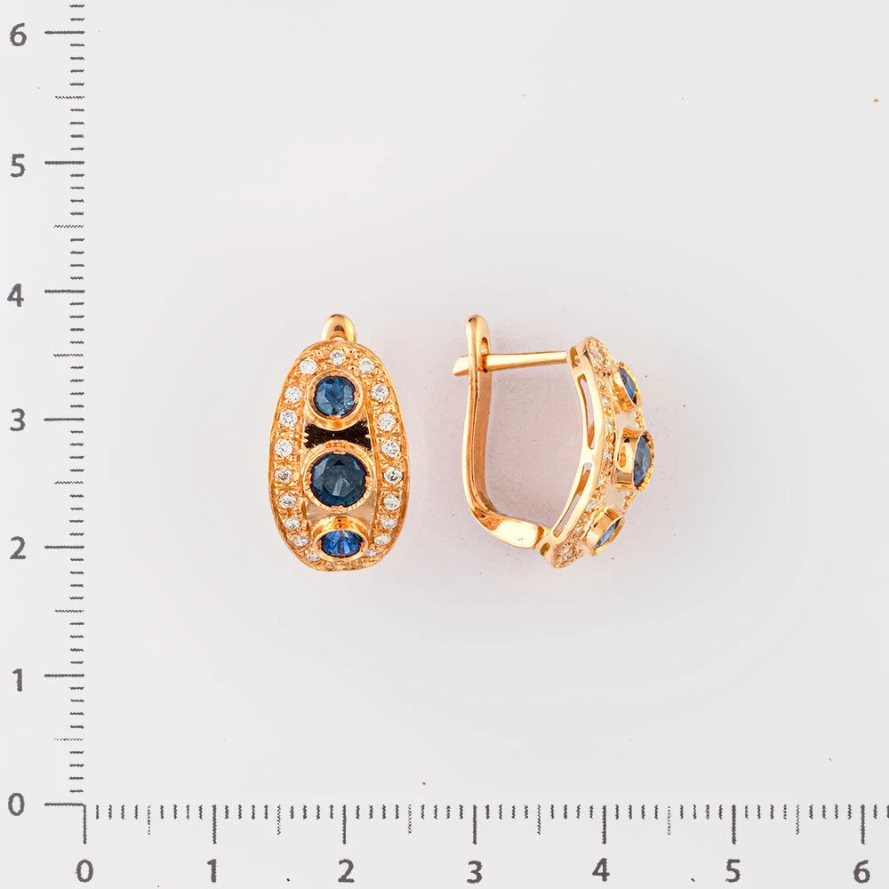 Серьги с сапфиром из красного золота 585 пробы 2