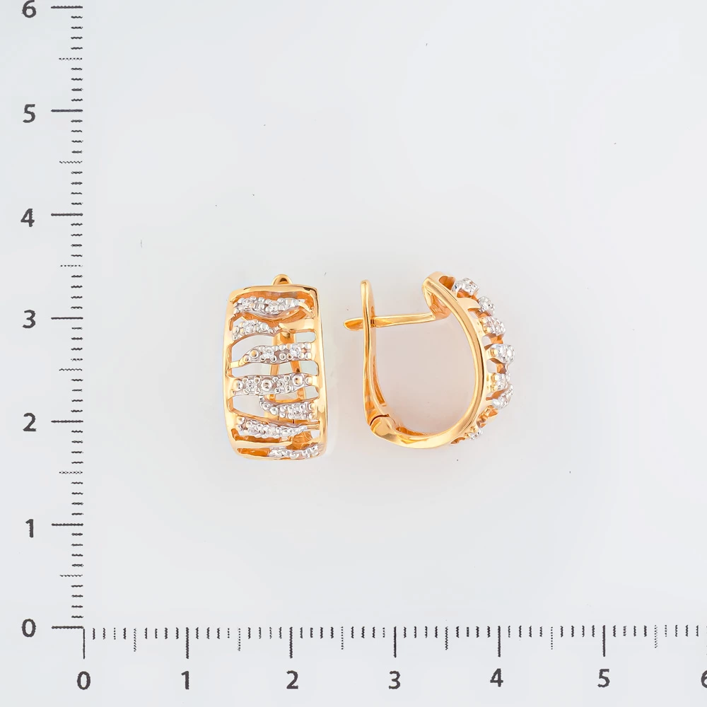 Серьги с фианитом из красного золота 585 пробы 2