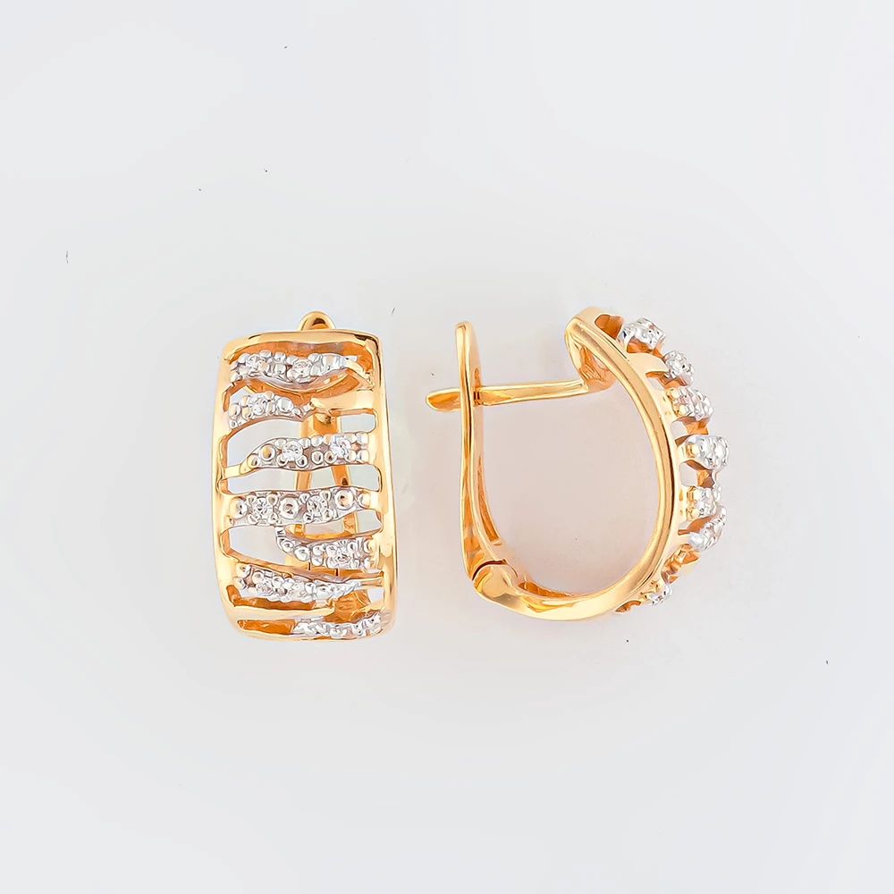Серьги с фианитом из красного золота 585 пробы 1