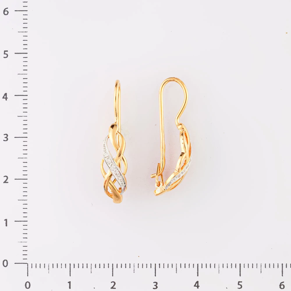 Серьги с фианитом из красного золота 585 пробы 2