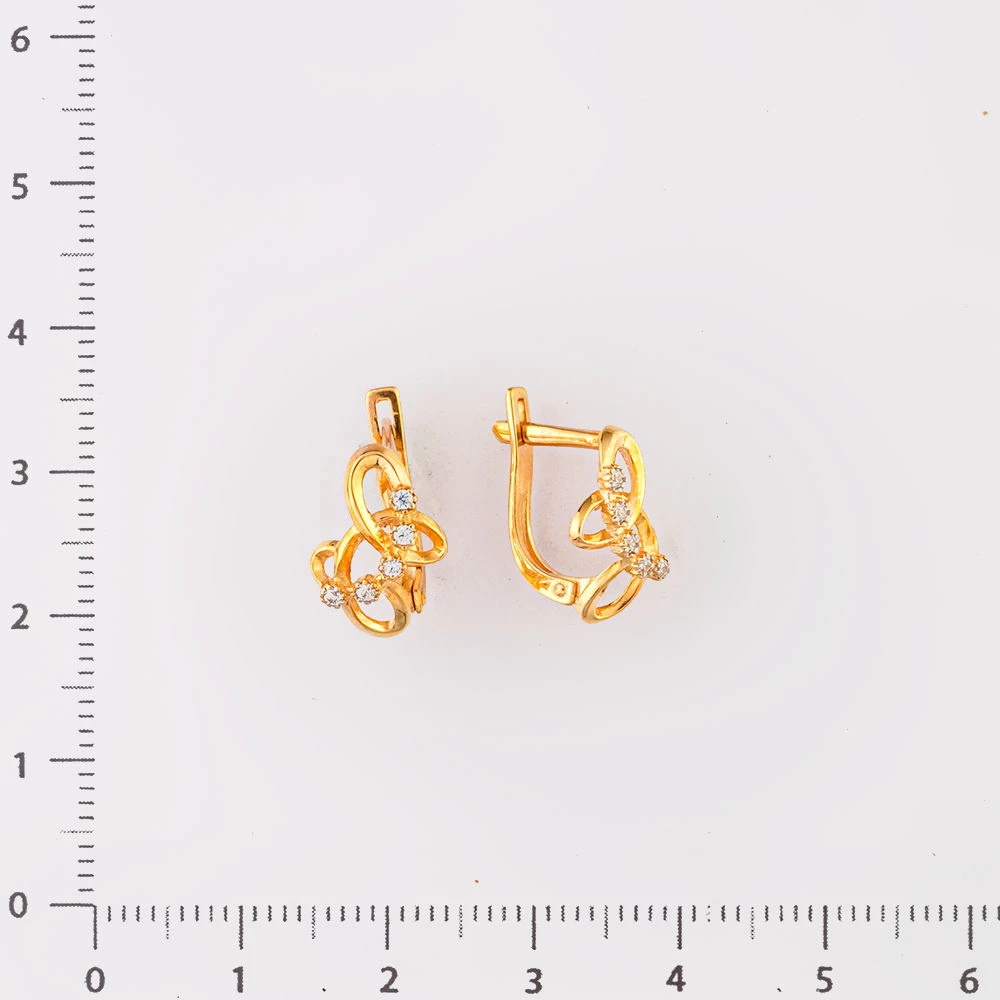 Серьги с фианитом из красного золота 585 пробы 2