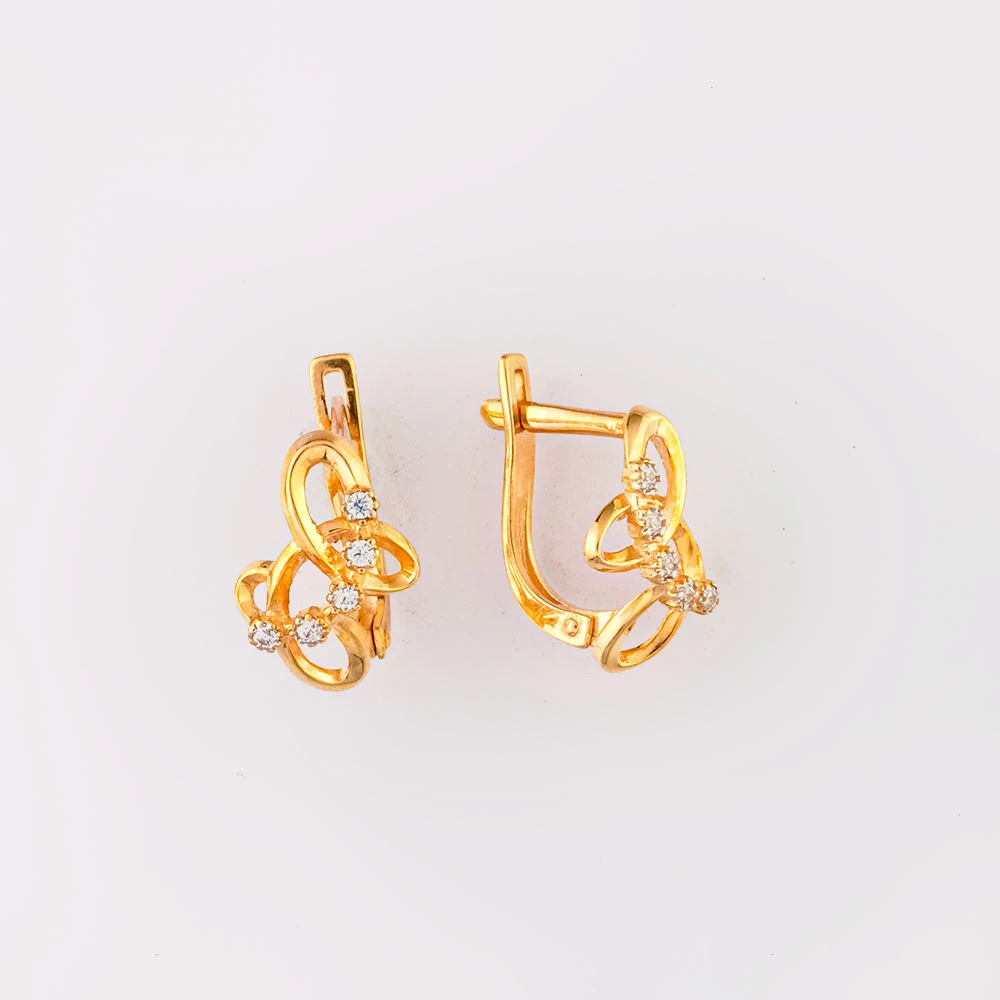 Серьги с фианитом из красного золота 585 пробы 1