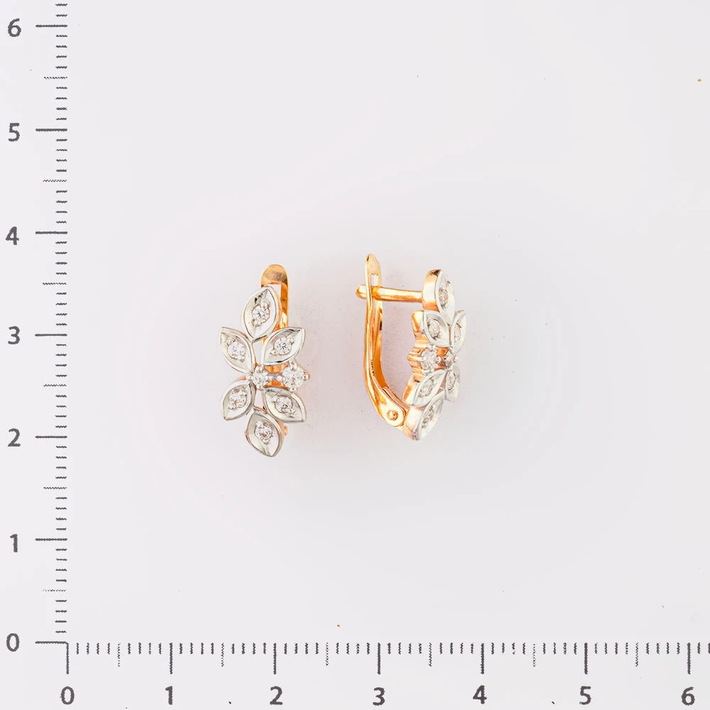 Серьги с фианитом из красного золота 585 пробы 2